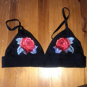 Pink Victoria’s Secret embroidered rose bralette
